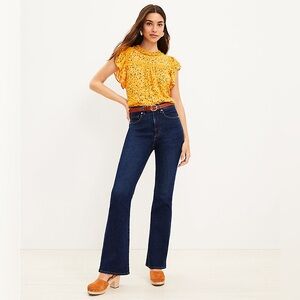 LOFT High Rise Slim Flare Jeans in Dark Indigo